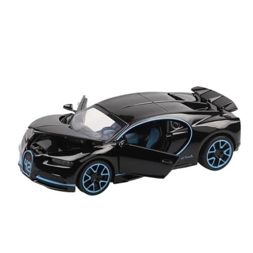 DUEVEL 1 32 Für Bugatti Chiron Legierung Sport Auto Modell Druckguss Metall Super Auto Modell Spielzeug Simulation Sound Licht Sammlung Druckgussmodelle Motorfahrzeuge(Schwarz) von DUEVEL