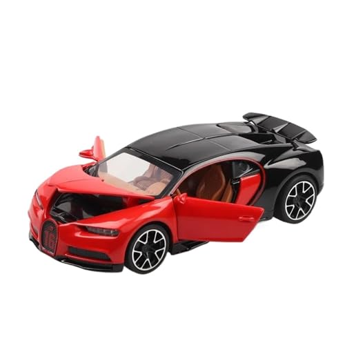 DUEVEL 1 32 Für Bugatti Chiron Legierung Sport Auto Modell Druckguss Spielzeug Metall Simulation Super Auto Modell Sound Licht Sammlung Druckgussmodelle Motorfahrzeuge(Rot) von DUEVEL