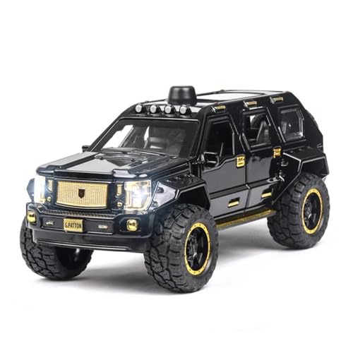 DUEVEL 1 32 Für G.Patton GX Alloy Armored Car Diecast Off-Road Vehicles Metal Explosion Proof Car Model Sound Light Druckgussmodelle Motorfahrzeuge(Schwarz) von DUEVEL