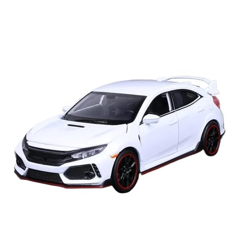 DUEVEL 1 32 Für Honda Civic Type-R Spielzeugauto Metallspielzeug Druckgussfahrzeuge Automodell Mit Sound Und Licht Pull Back Autospielzeug Druckgussmodelle Motorfahrzeuge(White) von DUEVEL