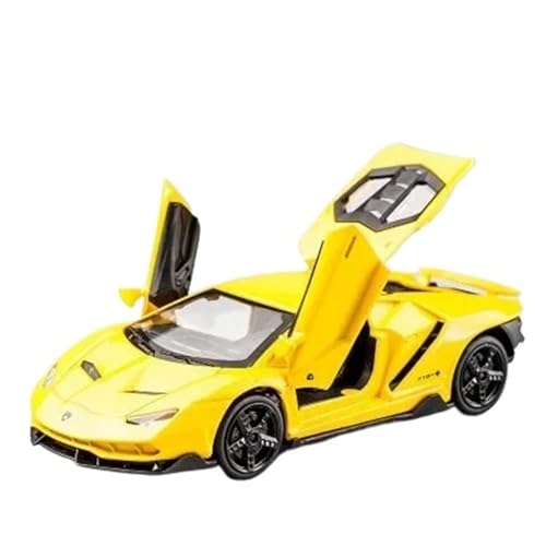 DUEVEL 1 32 Für Lamborghini LP770 Legierung Sportwagen Modell Druckguss Spielzeug Fahrzeuge Sound Licht Super Racing Lifting Tail Pull Auto Spielzeug Druckgussmodelle Motorfahrzeuge(Yellow) von DUEVEL