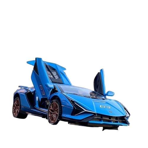 DUEVEL 1 32 Für Lamborghini SIAN Legierung Super Sport Auto Modell Druckguss Spielzeug Metall Auto Modell Simulation Sound Licht Spielzeug Druckgussmodelle Motorfahrzeuge(Blau) von DUEVEL
