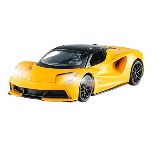 DUEVEL 1 32 Für Lotus Evija Legierung Supercar Druckguss Metall Skala Modell Auto Sound Licht Simulation Spielzeugauto Druckgussmodelle Motorfahrzeuge(Yellow) von DUEVEL