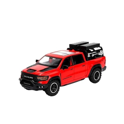 DUEVEL 1 32 Für RAM Mammoth Pickup SUV Druckguss Metall Modell Auto Spielzeug Zurückziehen Sound Und Licht Druckgussmodelle Motorfahrzeuge(Red Box) von DUEVEL