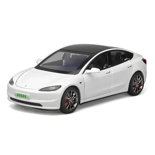 DUEVEL 1 32 Für Tesla Model 3 2024 Modellauto Aus Aluminiumguss Mit Simuliertem Klang Und Licht High-Simulation Sammlung Geschenk Druckgussmodelle Motorfahrzeuge(White) von DUEVEL