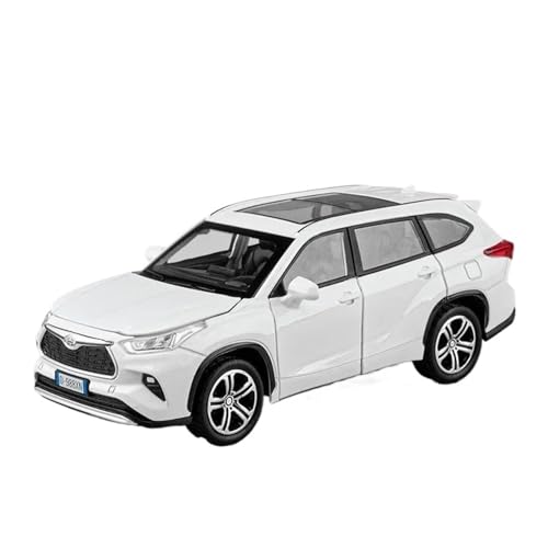 DUEVEL 1 32 Für Toyota Highlander 2023 SUV Legierung Druckguss Spielzeug Auto Modell Sound Und Licht Zurückziehen Spielzeug Druckgussmodelle Motorfahrzeuge(White) von DUEVEL