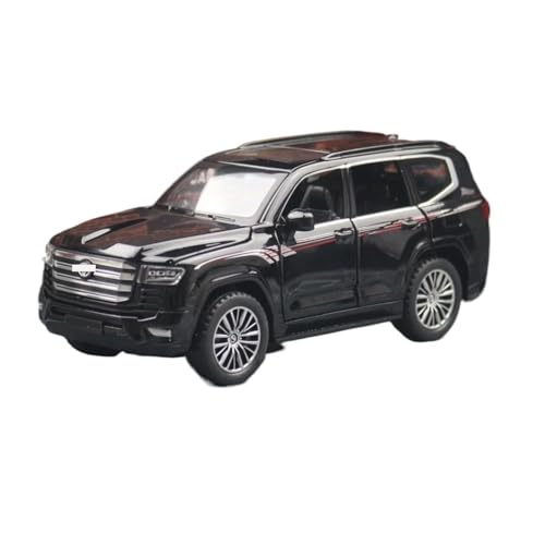 DUEVEL 1 32 Für Toyota Land Cruiser LC300 SUV Miniatur Druckguss Spielzeugauto Modell Sound & Licht Türen Zu Öffnen Sammlung Druckgussmodelle Motorfahrzeuge(Schwarz) von DUEVEL