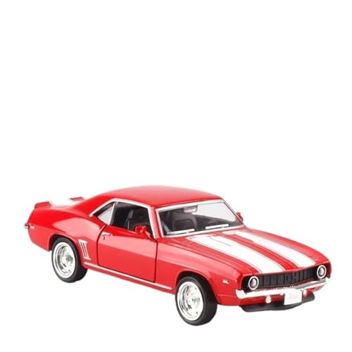 DUEVEL 1 36 Für Chevrolet 1969 Camaro SS Vintage Mattschwarz Druckguss Metall Auto Modell Spielzeug Sammlung Druckgussmodelle Motorfahrzeuge(Rot) von DUEVEL