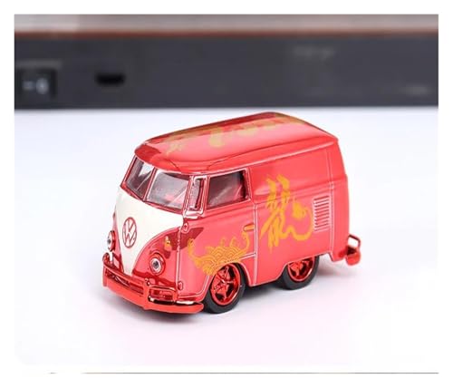 DUEVEL 1 64 Für Scale Diecast HY VW T1 Volkswagen Model Bus Mini Version Limited Alloy Car Model Druckgussmodelle Motorfahrzeuge(Rot) von DUEVEL