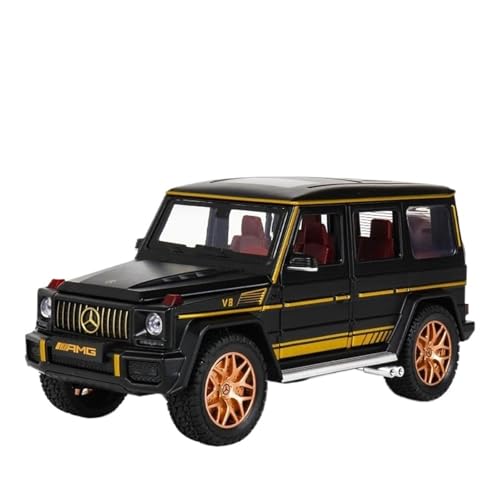 DUEVEL 1:24 Für Benz G63 Simulation Auto Modell Zurückziehen Sound Und Licht Druckguss Metall Modell Auto Sammlung Spielzeug Geschenk Druckgussmodelle Motorfahrzeuge(Schwarz) von DUEVEL