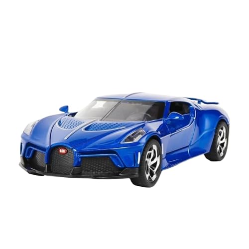 DUEVEL 1:24 Für Bugatti Voice of The Night Automodell Druckguss-Spielzeugfahrzeuge Metallsimulation Sound- Und Lichtkollektion Druckgussmodelle Motorfahrzeuge(Blau) von DUEVEL