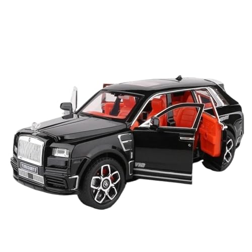 DUEVEL 1:24 Für Rolls Royce Cullinan Legierung Auto Modell Diecast Metall Spielzeug Auto Modell Simulation Sound Und Licht Geschenk Druckgussmodelle Motorfahrzeuge(Schwarz) von DUEVEL