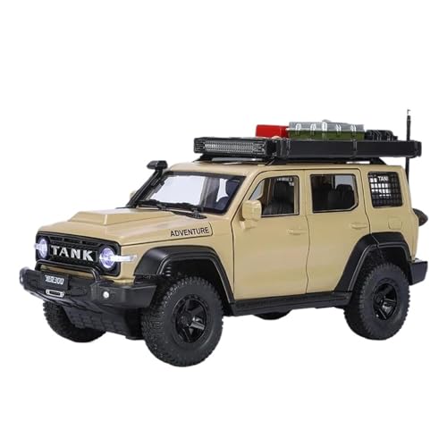 DUEVEL 1:24 Für Tank 300 Modifizierte Version SUV Legierung Auto Modell Diecast Metall Auto Modell Sound Licht Spielzeug Geschenk Druckgussmodelle Motorfahrzeuge(Yellow) von DUEVEL