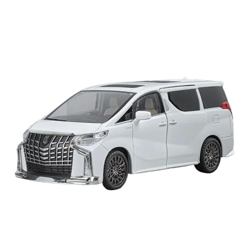 DUEVEL 1:24 Für Toyota Alphard MPV Auto Modell Sound Licht Diecast Spielzeug Fahrzeug Sammlung Geschenk Miniatur Voiture Druckgussmodelle Motorfahrzeuge(White) von DUEVEL
