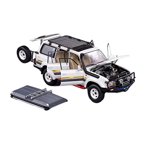 Druckguss 1 18 Für Toyota Land Cruiser LC80 Statische Legierung Geländewagenmodell Simulation Sammlerstück Ornament Druckgussmodelle Motorfahrzeuge(White B) von DUEVEL