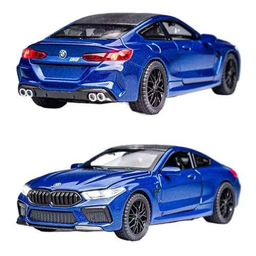 Druckguss 1 32 Für Maßstabsgetreue BMW M8-Legierungsmodelle Spielzeug Autos Reifen Miniaturfahrzeug Mit Leichter Musik Druckgussmodelle Motorfahrzeuge(Blau) von DUEVEL