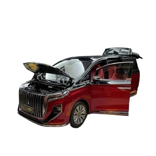 Für Hongqi HQ9 Kommerziellen Fahrzeug MPV Legierung Auto Modell Miniatur Modell Sammlung Ornamente 1 18 Druckgussmodelle Motorfahrzeuge(Rot) von DUEVEL