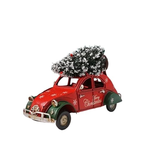 Für Weihnachtsdekoration Automodell Eisen Metall Miniatur Retro-Industriestil Bar Café Restaurant Weiche Requisiten Druckgussmodelle Motorfahrzeuge(Rot) von DUEVEL
