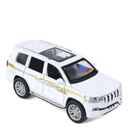 Hohe Simitation 1 32 Für Toyota Land Cruiser Prado Legierung Metall Auto Modell Spielzeug Mit Pull Back Druckgussmodelle Motorfahrzeuge(White) von DUEVEL