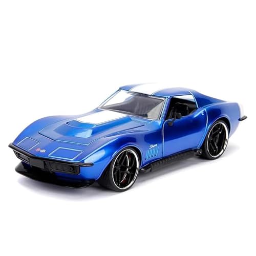 Maßstab 1:24 Für Corvette Stingray ZL1 1969 Antikes Klassisches Modell Fertiges Miniaturfahrzeug Sammlungsdisplay Druckgussmodelle Motorfahrzeuge(Blue 2) von DUEVEL