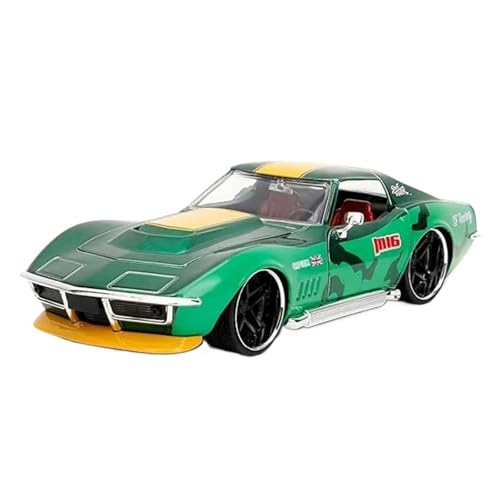 Maßstab 1:24 Für Corvette Stingray ZL1 1969 Antikes Klassisches Modell Fertiges Miniaturfahrzeug Sammlungsdisplay Druckgussmodelle Motorfahrzeuge(Grün) von DUEVEL