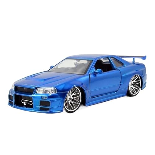 Maßstab 1:24 Für Nissan GTR R34 Skyline Ares Supercar Legierung Automodell Gedenksammlung Für Enthusiasten Druckgussmodelle Motorfahrzeuge(Blau) von DUEVEL