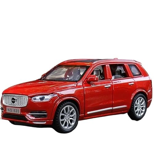 Proportionen Replik 1:32 Volvo XC90 SUV Legierung Auto Druckguss Metall Modell Sound Licht Spielzeug Hause Dekoration Ornamente Automodell Druckgussmodelle Motorfahrzeuge(Rot) von DUEVEL