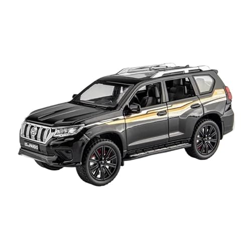 Replik 1:22 Toyota Prado SUV Geländewagen Legierung Modell Druckguss Spielzeugauto Sound Licht Erwachsene Jungen Mädchen Ideen Geschenk Druckgussmodelle Motorfahrzeuge(Schwarz) von DUEVEL