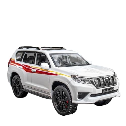 Replik 1:22 Toyota Prado SUV Geländewagen Legierung Modell Druckguss Spielzeugauto Sound Licht Erwachsene Jungen Mädchen Ideen Geschenk Druckgussmodelle Motorfahrzeuge(White) von DUEVEL