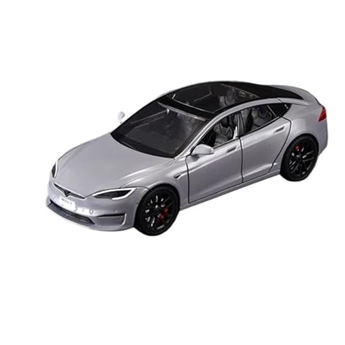 Spielzeugauto 1 24 Maßstab Für Tesla Model S Metalllegierung Modellauto Mit Klang Und Licht Zentralsteuerungs-Ornament Druckgussmodelle Motorfahrzeuge(Gray) von DUEVEL