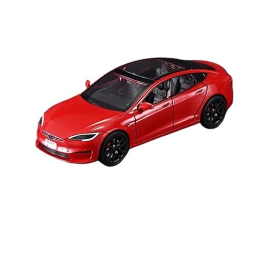 Spielzeugauto 1 24 Maßstab Für Tesla Model S Metalllegierung Modellauto Mit Klang Und Licht Zentralsteuerungs-Ornament Druckgussmodelle Motorfahrzeuge(Rot) von DUEVEL