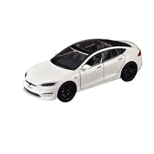 Spielzeugauto 1 24 Maßstab Für Tesla Model S Metalllegierung Modellauto Mit Klang Und Licht Zentralsteuerungs-Ornament Druckgussmodelle Motorfahrzeuge(White) von DUEVEL