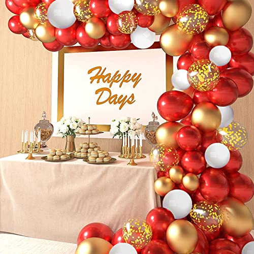 DUGEHO 107 Stück Rot Weiß Gold Girlande Ballonbogen Luftballons Girlande Set,Konfetti Luftballons,Latexballon für Geburtstag Hochzeit Jubiläum Baby Shower Party DUGEHO 107 Stück Rot Weiß Gold Girlande Ballonbogen Luftballons Girlande Set,Konfetti Luftballons,Latexballon für Geburtstag Hochzeit Jubiläum Baby Shower Party von DUGEHO