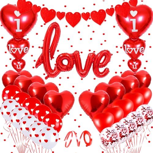 DUGEHO Love Luftballons Rot Set,konfetti luftballons,Romantisch Deko,Dekoration für Romantische Atmosphäre, Heiratsantrag, Valentinstag Deko Hochzeit von DUGEHO