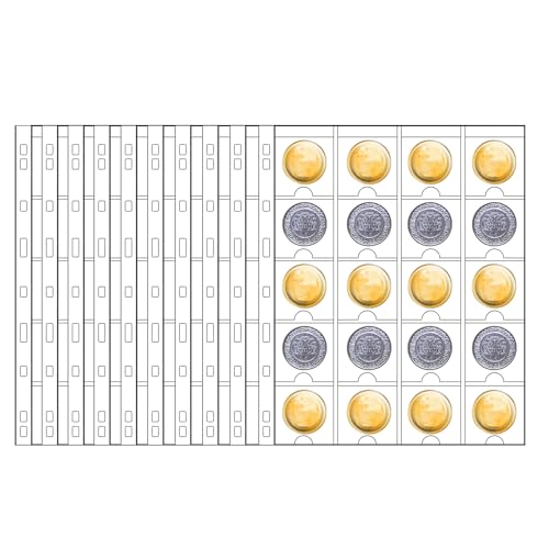 DUGYIRS 10 Blatt Münztaschen Seiten,Münzsammelseiten-20 Fächer,Münzseiten mit Standard 9-Loch für Karton Münzhalter 50x50 mm,Münzen Briefmarken Sammlung DUGYIRS 10 Blatt Münztaschen Seiten,Münzsammelseiten-20 Fächer,Münzseiten mit Standard 9-Loch für Karton Münzhalter 50x50 mm,Münzen Briefmarken Sammlung von DUGYIRS
