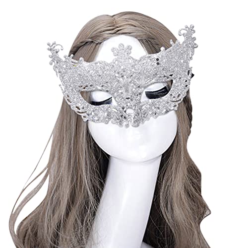 DUHGBNE Karneval Maskerade Mardi Gras Party Kostüm Festival Party Kostüm (Silver, One Size) von DUHGBNE