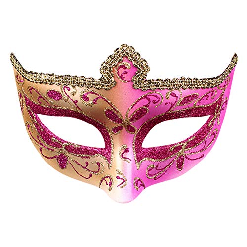 DUHGBNE Music Men 's Mardi kariert MaskMe Party Maskerade Jahrgang Überraschungseier (Hot Pink, One Size) von DUHGBNE