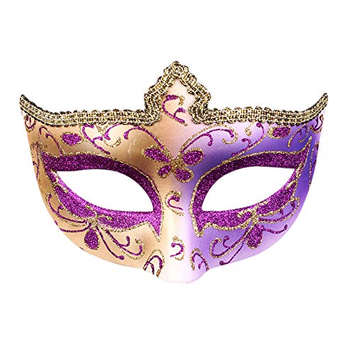 DUHGBNE Music Men 's Mardi kariert MaskMe Party Maskerade Jahrgang Überraschungseier (Purple, One Size) von DUHGBNE