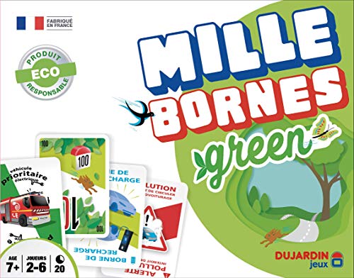 Dujardin Mille Bornes Green – Gesellschaftsspiel – Kartenspiel – Erreichen Sie zuerst die 1000 Grenzen – Zum Spielen mit Familie oder Freunden – 2 Spieler bis 8 Spieler – ab 7 Jahren von Dujardin