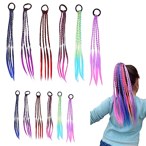 DULSPUE Kinder Bunte Haarsträhnen,6 pcs Buntes geflochtenes Haar Haarsträhnen zum Einflechten für Mädchen Frauen Party Geburtstag Vergnügungsparks DULSPUE Kinder Bunte Haarsträhnen,6 pcs Buntes geflochtenes Haar Haarsträhnen zum Einflechten für Mädchen Frauen Party Geburtstag Vergnügungsparks von DULSPUE