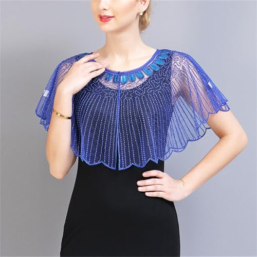 Abendumhang für Flapper Ballkleider Pailletten Schal Cheongsam Kleiner Bühnenkleidung für Damen-Accessoires(Blau) von DUMRALBQE