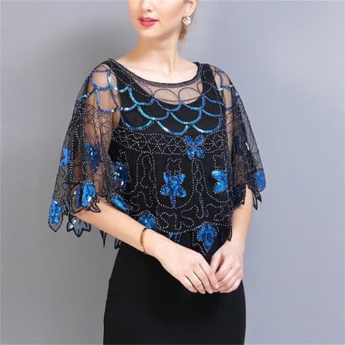 Abendumhang für Flapper Ballschal 1920er Jahre Kleiner Schal Pailletten Mesh Cape für Damen-Accessoires(3) von DUMRALBQE
