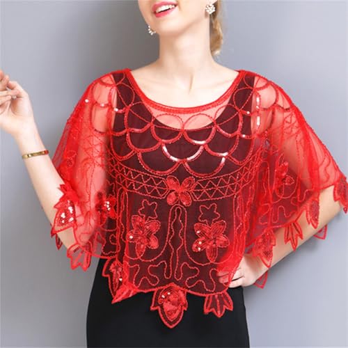 Abendumhang für Flapper Ballschal 1920er Jahre Kleiner Schal Pailletten Mesh Cape für Damen-Accessoires(4) von DUMRALBQE
