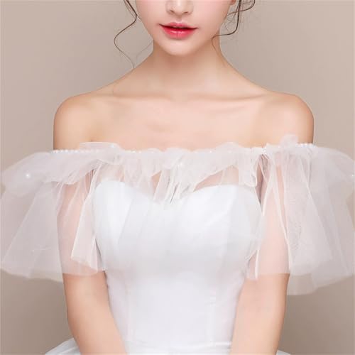 Abendumhang für Flapper Brautkleid, Hochzeitskleid, Spitze, Netzstoff, Schal, Cape, Fransen für Damen-Accessoires(White 3) von DUMRALBQE