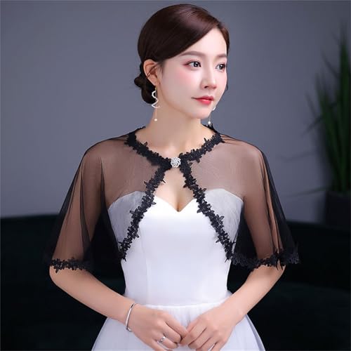 Abendumhang für Flapper Damen Dünnschliff Schal Sommer mit Neckholder Kleid Cape für Damen-Accessoires(Black) von DUMRALBQE