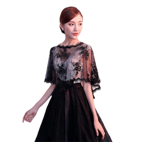 Abendumhang für Flapper Hochzeitsschal Spitzenschal Hochzeitsspitze Große Größe Schwarz für Damen-Accessoires von DUMRALBQE