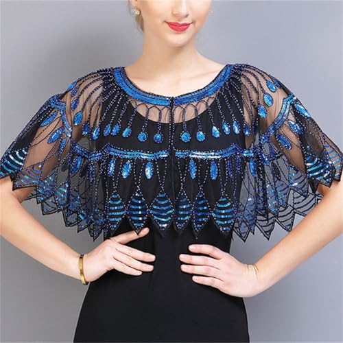 Abendumhang für Flapper Kleine Schal Party Bankett Kleider Mesh Cane Kurze Oberbekleidung für Damen-Accessoires(4) von DUMRALBQE