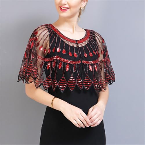 Abendumhang für Flapper Kleine Schal Party Bankett Kleider Mesh Cane Kurze Oberbekleidung für Damen-Accessoires(5) von DUMRALBQE