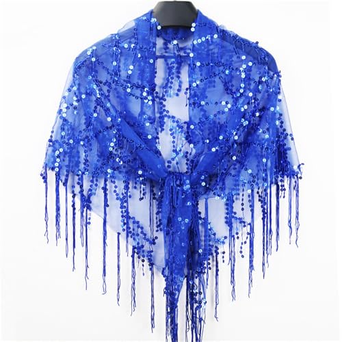 Abendumhang für Flapper Sommer Dünne Cape Weibliche Quaste Mesh Kleine Schal Casual für Damen-Accessoires(Blau) von DUMRALBQE