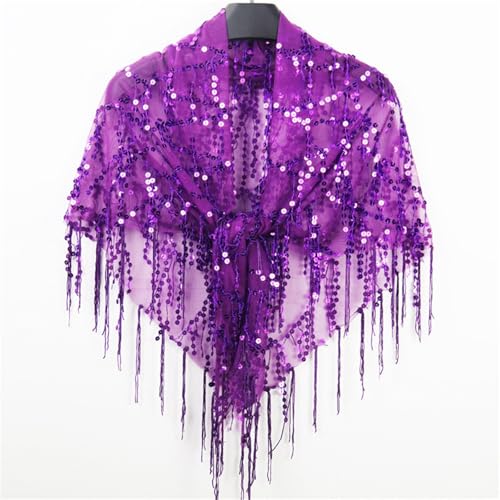 Abendumhang für Flapper Sommer Dünne Cape Weibliche Quaste Mesh Kleine Schal Casual für Damen-Accessoires(Lila) von DUMRALBQE